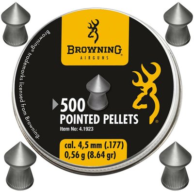 Пули Umarex Browning Pointed Pellets 0,56гр. кал.4.5 мм, 500шт. 1003478 фото