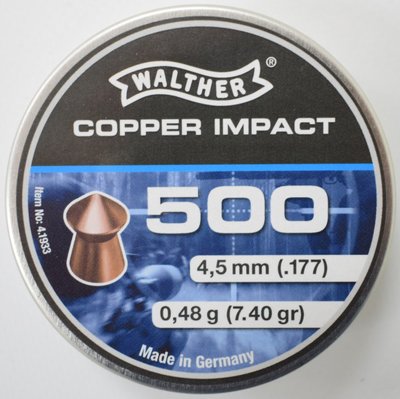 Пули WALTHER Copper Impact 4.5 мм / 0,48 грам / 500 штук 4.1933 1003585 фото