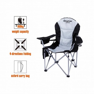 Крісло KingCamp Deluxe Hard Arms Chair (KC3888) BLACK/MID GREY KC3888 BLACK/MID GREY фото