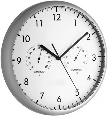 Часы настенные TFA с термометром и гигрометром d=265x35 мм 981072 фото