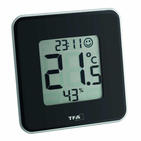 Термогигрометр цифровой TFA Style 104x104x13 мм черный 30502101 фото