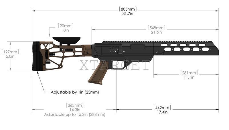 Ложа MDT TAC21 для Rem700\SA, алюм., регул. черн 1728.00.17 фото
