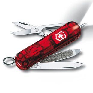Швейцарский нож Victorinox Signature Lite с ручкой и фонариком / красный полупрозрачный 4001156 фото