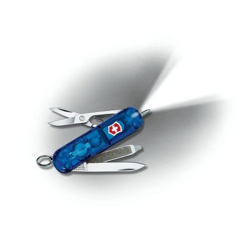 Швейцарский нож Victorinox Signature Lite с ручкой и фонариком / синий полупрозрачный 4001157 фото