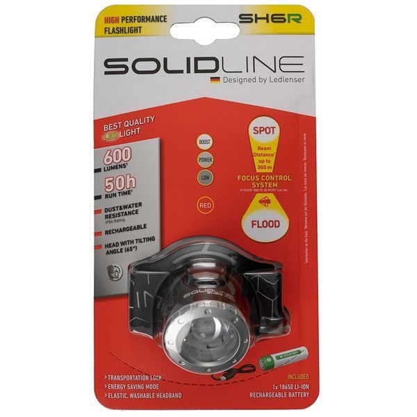 Налобний ліхтар на акумуляторі Led Lenser Solidline SH6R, 600/250/30 6008985 фото