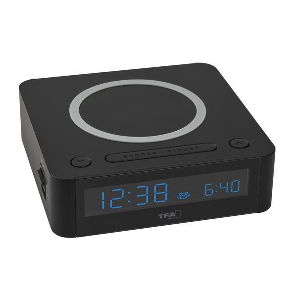 Цифровой будильник TFA с беспроводной зарядной станцией EASY-CHARGE WIRELESS 602030 60203001 фото