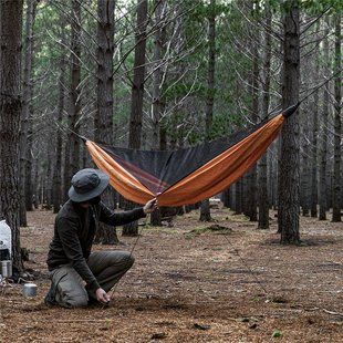 Гамак одноместный с москитной сеткой и тентом Naturehike Shelter camping NH20ZP092, 75D pongee, оранжевый 6927595750810 фото