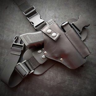 Набедренная кобура для GLOCK 17 из натуральной кожи BLACK Pellame-59 фото