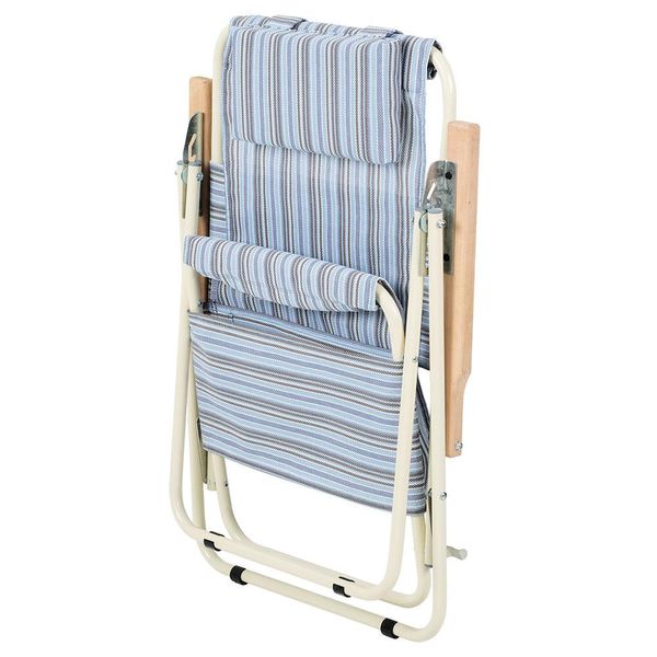 Кресло Шезлонг VITAN "Ясень" d20 мм (текстилен голубая полоска) 2110020 фото