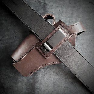 Поясная кобура АПС из натуральной кожи на скобе коричневая Pellame-192 фото