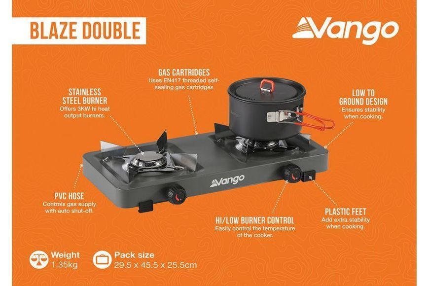 Портативная газовая плитка Vango Blaze Double Grey (ACPBLAZE G10A81) 929688 фото