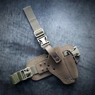 Кобура на стегно для ТТ / Browning M1903 оливкова з натуральної шкіри Pellame-171 фото