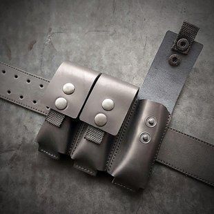 Подсумок для магазин ПМ (паучер) чёрный три отдела Pellame-69 фото