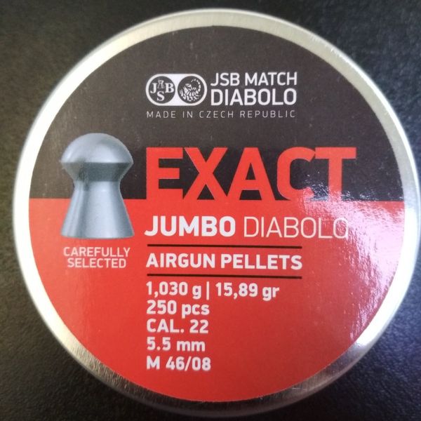 Пули пневм JSB Exact Jumbo, 5,5 мм , 1,03 г, 250 шт/уп 1453.05.47 фото