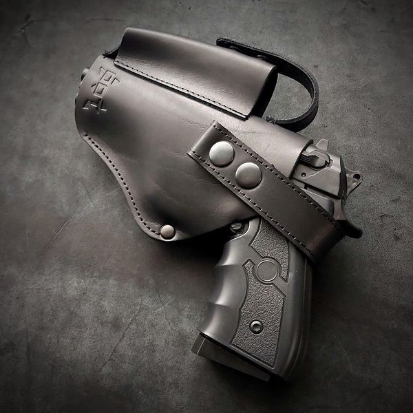 Поясная кобура левша для BERETTA 92 на скобе BLACK Pellame-36 фото