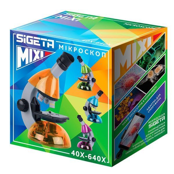 Дитячий мікроскоп SIGETA MIXI 40x-640x PURPLE із адаптером для смартфона 65914 фото