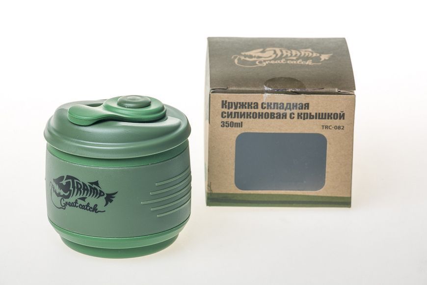 Кружка складана TRAMP силіконова з кришкою 350мл UTRC-082, Зелений UTRC-082-green фото