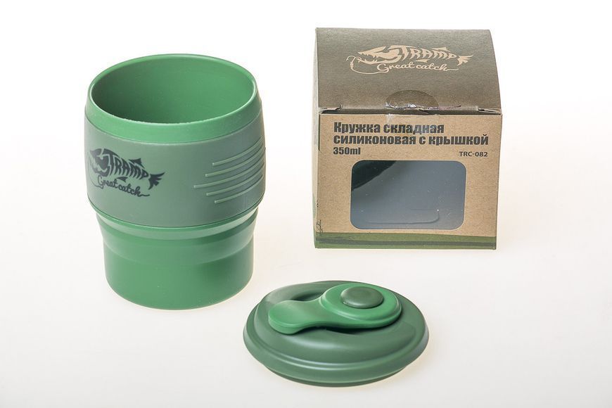 Кружка складана TRAMP силіконова з кришкою 350мл UTRC-082, Зелений UTRC-082-green фото