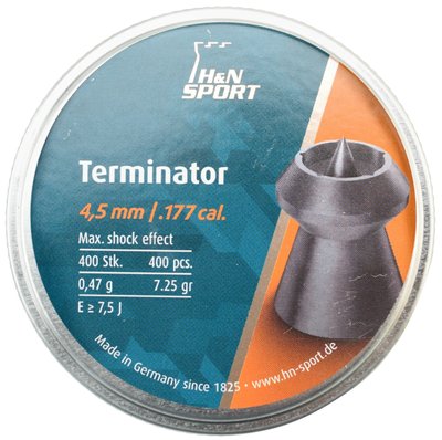 Пули пневматические H&N Terminator 4,5 мм 400 шт/уп, 0,47 г 1453.02.34 фото