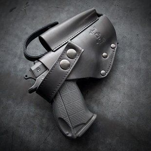 Кобура на MOLLE из натуральной кожи для ФОРТ 12/14/17/20 BLACK Pellame-27 фото