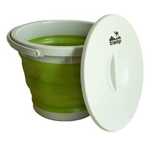 Ведро TRAMP складное силиконовое с кришкой 5л, Олива TRC-127-olive фото