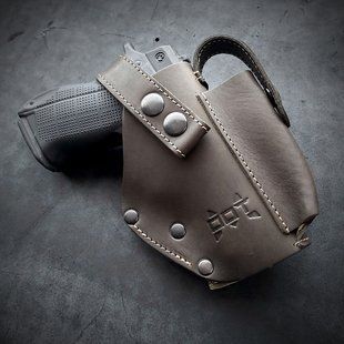 Кобура на MOLLE из натуральной кожи для ФОРТ 12/14/17/20 темная олива Pellame-28 фото