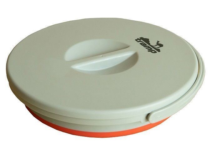 Ведро TRAMP складное силиконовое с кришкой 5л, Олива TRC-127-red фото