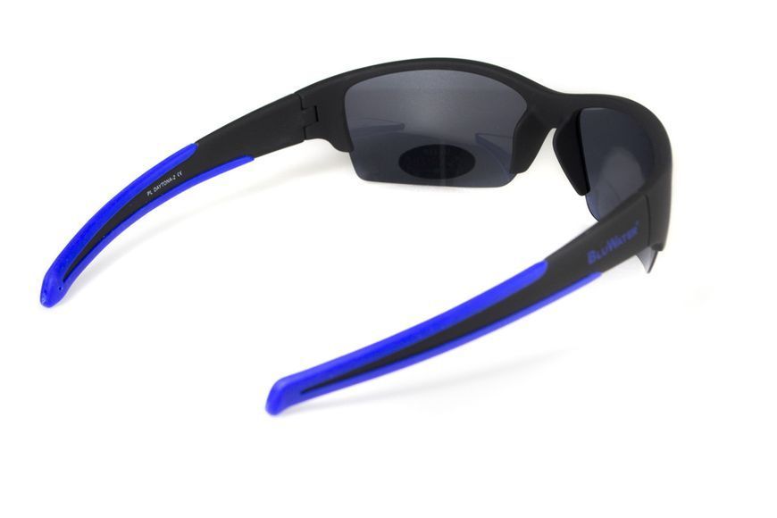 Поляризационные очки BluWater Daytona-2 Polarized (gray) серые в черно-синей оправе 4ДЕЙТ2-Г20П фото