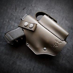Поясная кобура для Glock 19 тёмная олива Pellame-91 фото