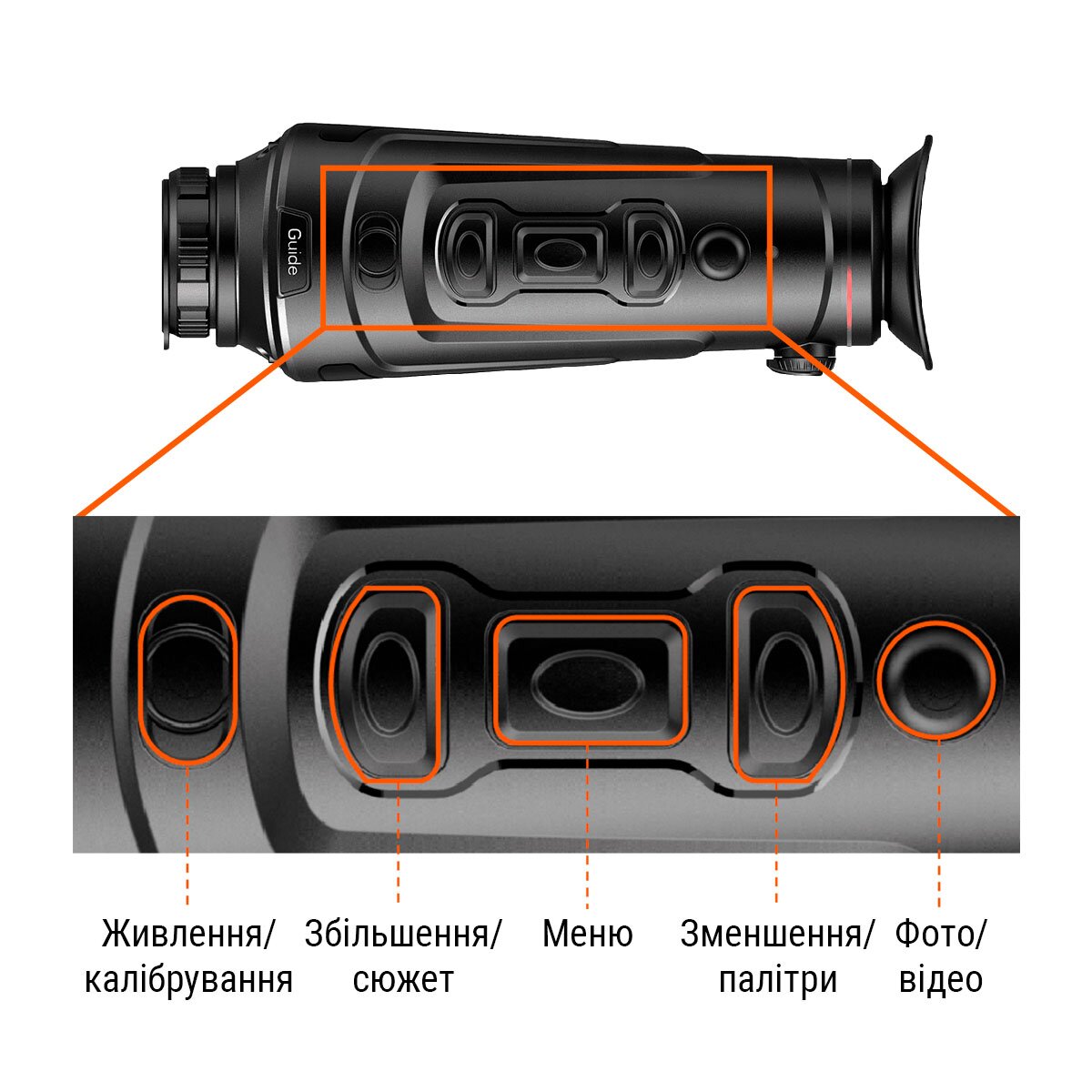 Тепловизор GUIDE TrackIR25 - Плавный цифровой зум